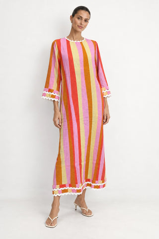 Camille Linen Dress in Capri