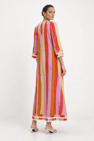 Camille Linen Dress in Capri