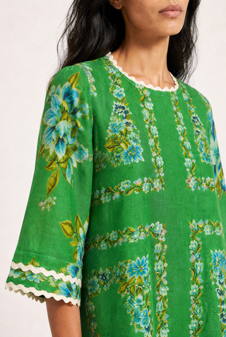 Claire Linen Dress In Santa Barbara Print