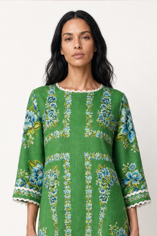 Claire Linen Dress In Santa Barbara Print