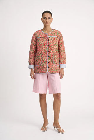 Daisy Cotton Jacket In Red Floral