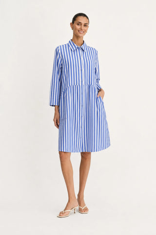 Maxine Linen Dress in Santorini Breton Stripe