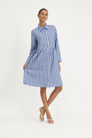 Maxine Linen Dress in Santorini Breton Stripe