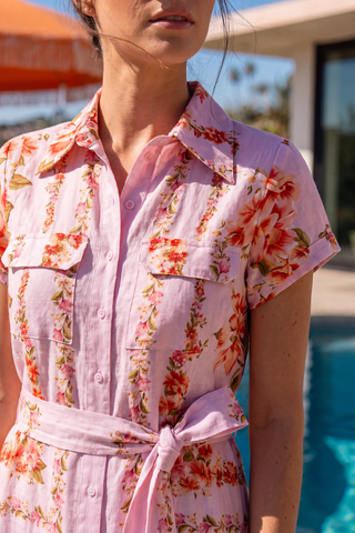 Estella Linen Dress In Portofino