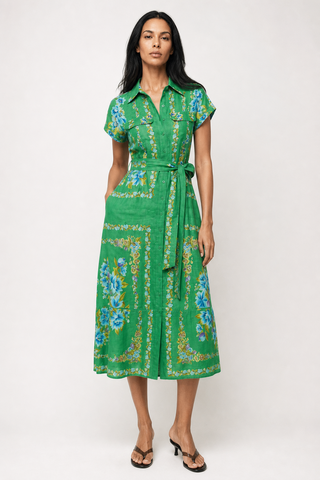 Estella Linen Dress In Santa Barbara Print