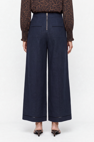 Florence Linen Pant In Navy