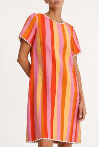 Hallie Linen Dress In Capri Print