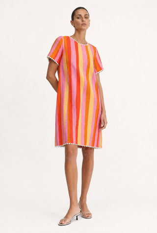 Hallie Linen Dress In Capri Print