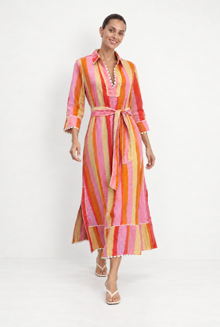 Lido Linen Dress In Capri Print