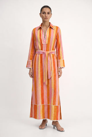 Lido Linen Dress In Capri Print