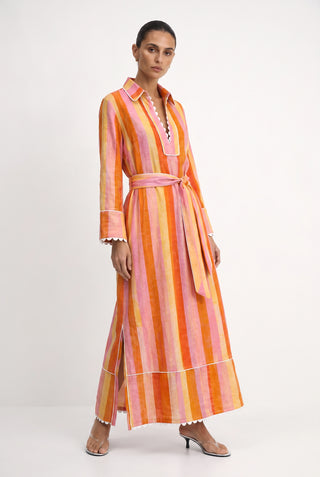 Lido Linen Dress In Capri Print