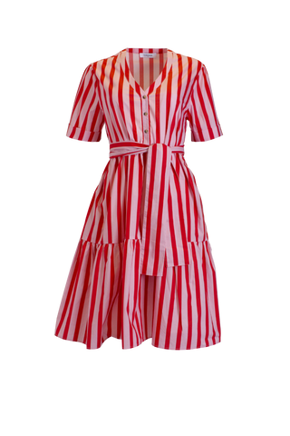 Lucca Dress in Parasol Pink Stripe