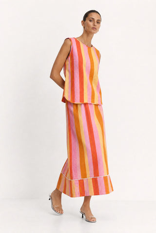 Margo Linen Top In Capri Print