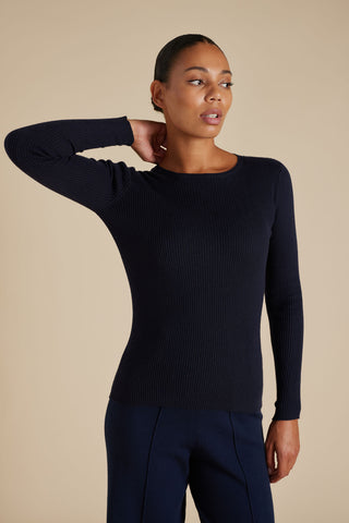 Marley Top in Neat Navy