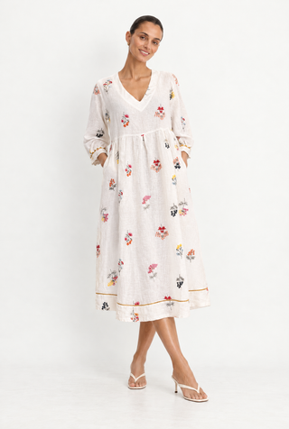 Milos Linen Dress in Jasmine