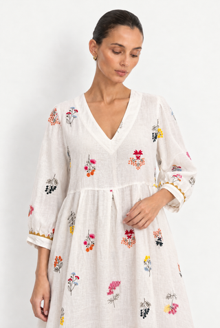 Milos Linen Dress in Jasmine