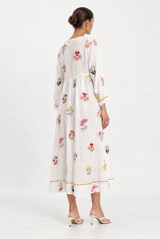 Milos Linen Dress in Jasmine