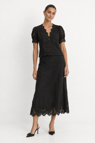 Monique Linen Skirt in Black