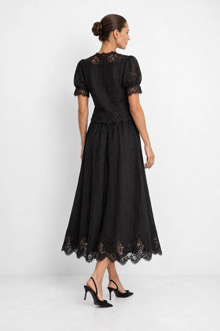 Colette Ramie Lace Shirt in Black