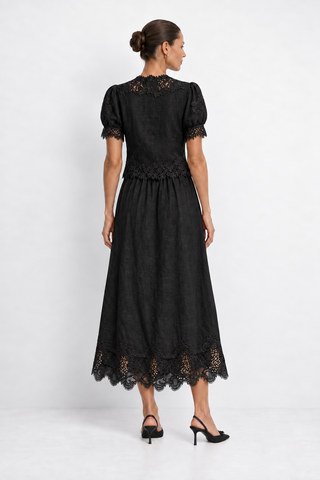 Monique Linen Skirt in Black