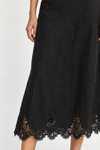 Monique Linen Skirt in Black