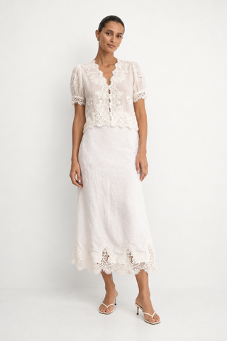 Colette Ramie Lace Shirt in White