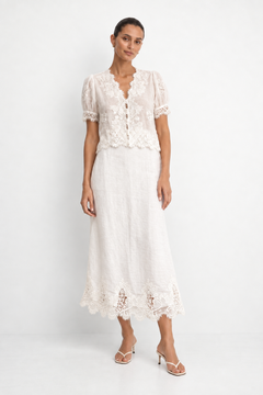 Monique Linen Skirt in White
