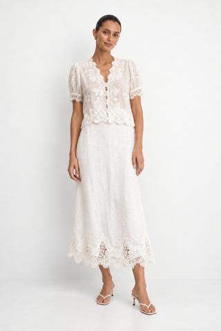 Monique Linen Skirt in White