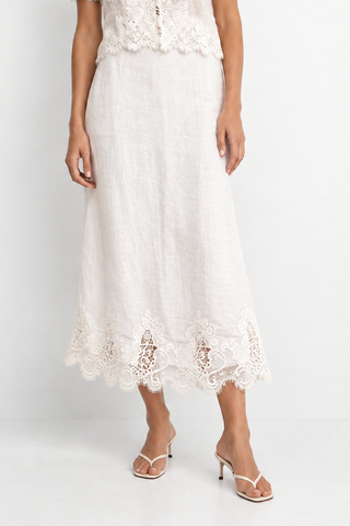Monique Linen Skirt in White