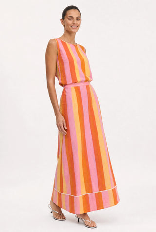 Nadine Linen Skirt In Capri Print