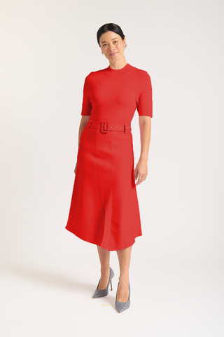Parker Crepe Knit Dress In Red