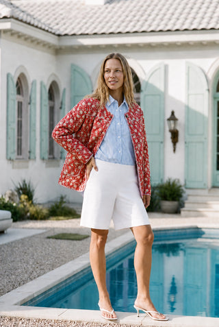 Daisy Cotton Jacket In Red Poppy