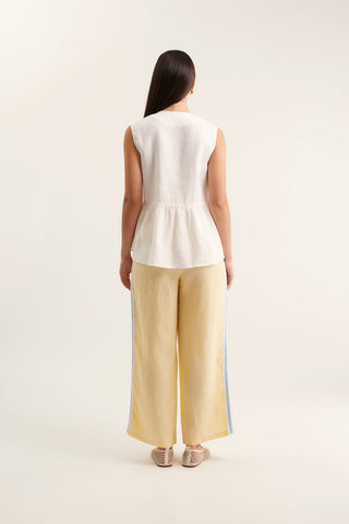 Rosie Linen Top In White