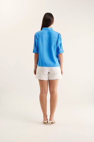 Ruby Linen Shirt  In Cornflower