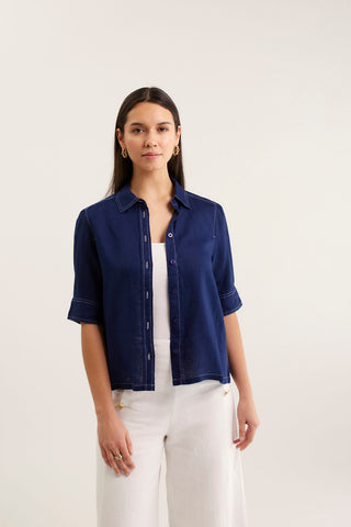 Ruby Linen Shirt  In Navy