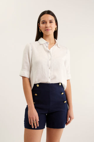 Ruby Linen Shirt  In White