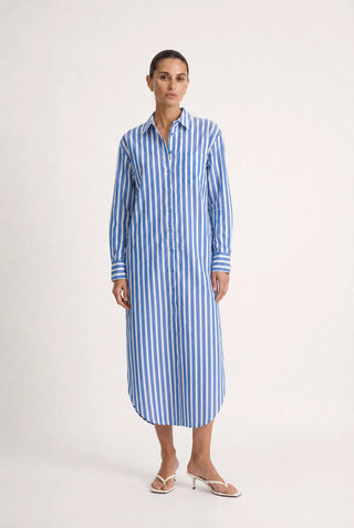 Alessia Linen Dress in Santorini Breton Stripe