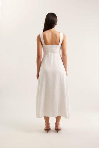 Simmie Linen Dress In White