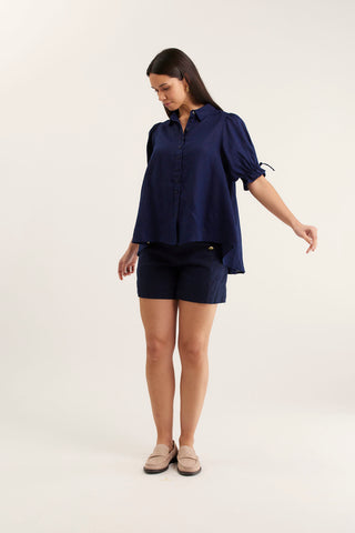Tessa Linen Shirt In Navy