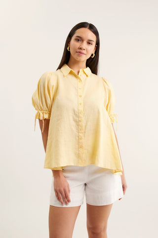 Tessa Linen Shirt In Lemon