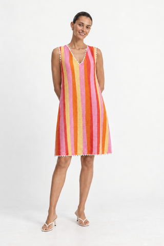 Vespa Linen Dress In Capri Print