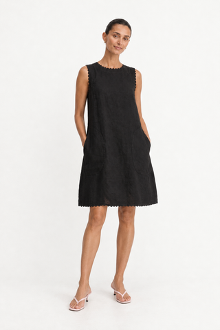 Vespa Linen Dress In Black