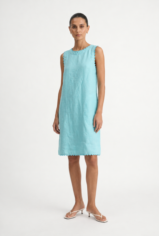 Vespa Linen Dress In Aquamarine
