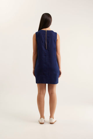 Vespa Linen Dress In Navy