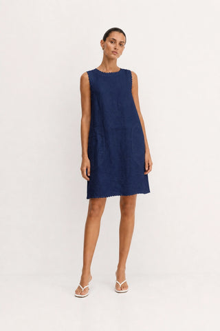 Vespa Linen Dress In Navy