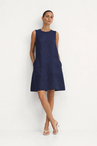 Vespa Linen Dress In Navy