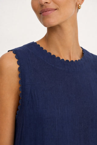 Vespa Linen Dress In Navy