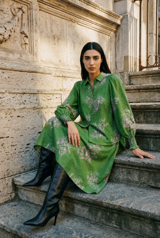 Willa Ramie Shirt  In Maple Print