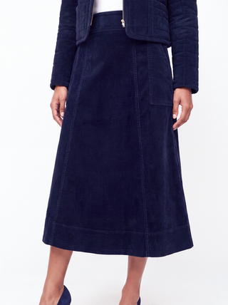 Abbey Skirt In Corduroy Navy