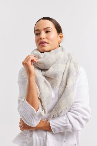 Alessandra Accessory ONE SIZE / WHITE/GREY Millie Cashmere Scarf in White/Grey Check